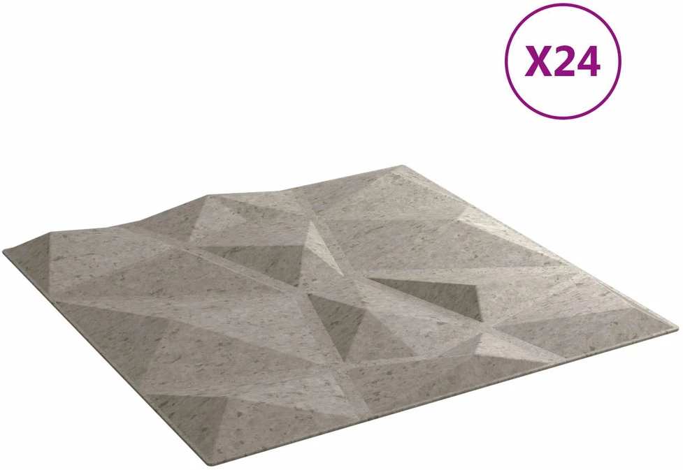 Sienų plokštės 24 vnt. 50 x 50 cm Betono pilka XPS Putplastis
