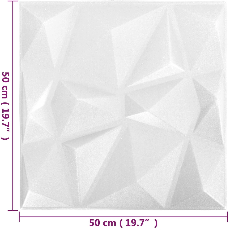 Sienų plokštės 24 vnt. 50 x 50 cm Diamond Baltas XPS Putplastis