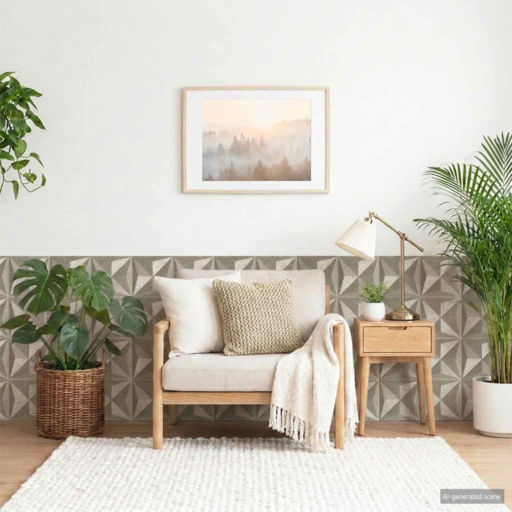 Sienų plokštės 24 vnt. 50 x 50 cm Origami Beton XPS Putplastis