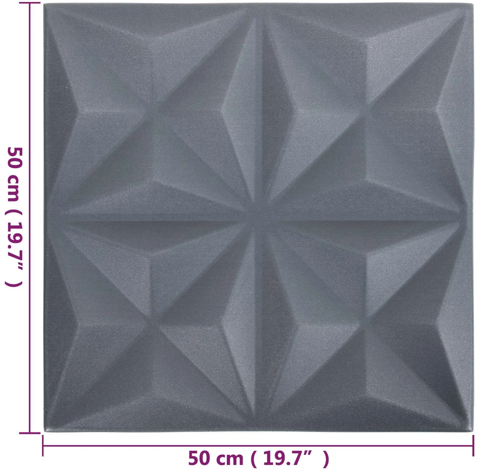 Sienų plokštės 24 vnt. 50 x 50 cm Origami Pilkas XPS Putplastis