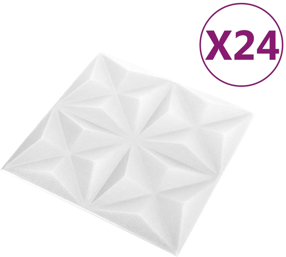 Sienų plokštės 24 vnt. 50 x 50 cm Origami Baltas XPS Putplastis