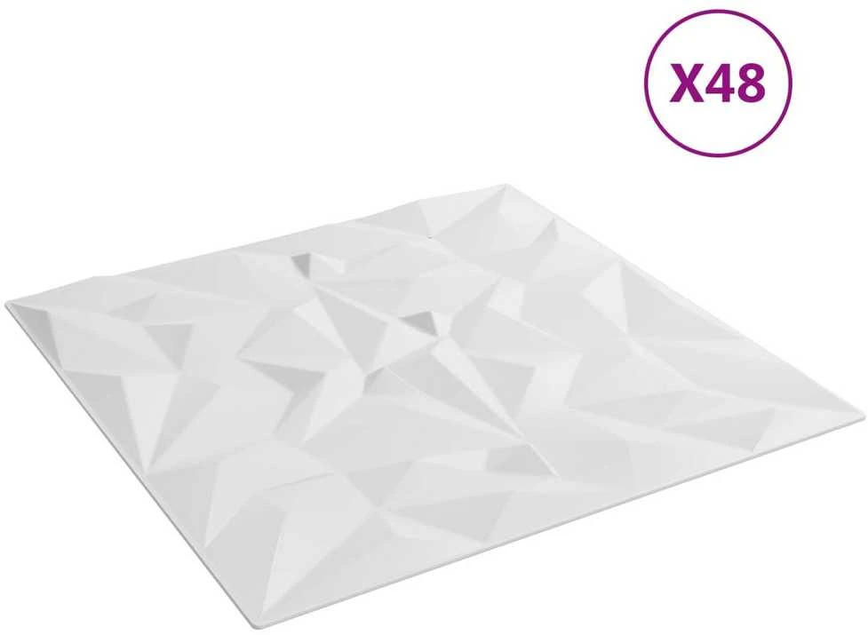 Sienų plokštės 48 vnt. 50 x 50 cm Balta XPS Putplastis