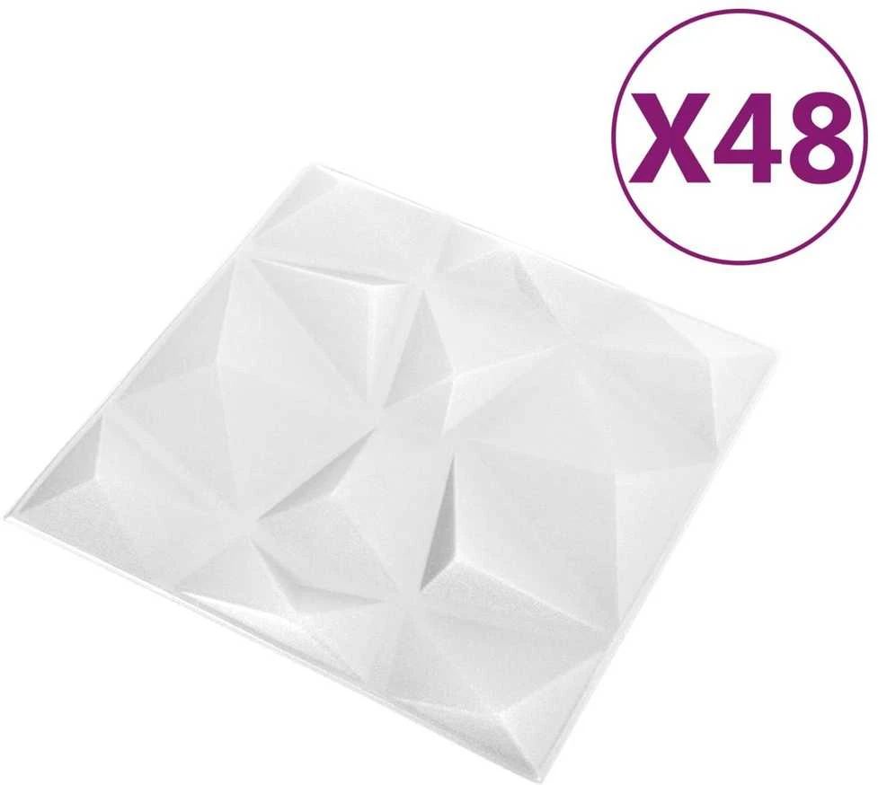 Sienų plokštės 48 vnt. 50 x 50 cm Diamond Baltas XPS Putplastis