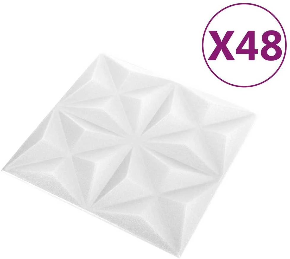 Sienų plokštės 48 vnt. 50 x 50 cm Origami Baltas XPS Putplastis