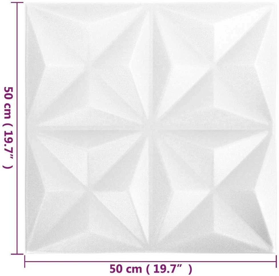 Sienų plokštės 48 vnt. 50 x 50 cm Origami Baltas XPS Putplastis