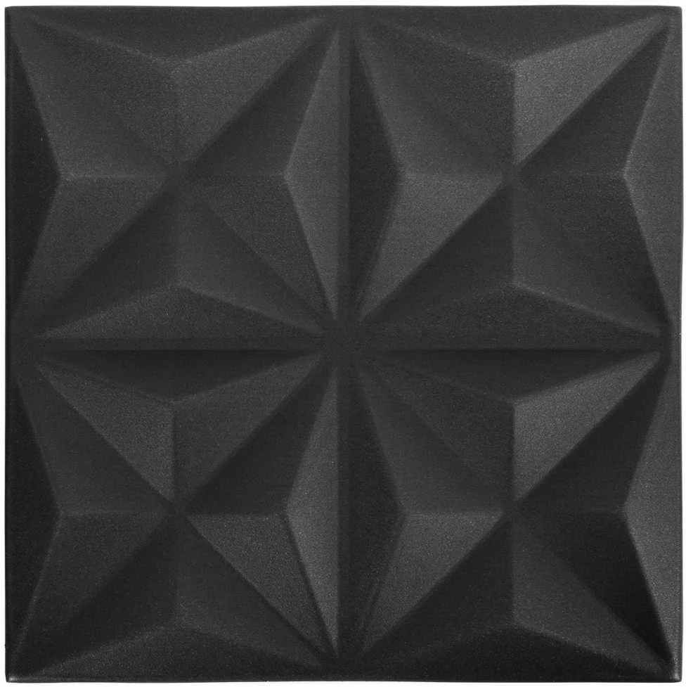Sienų plokštės 48 vnt. 50 x 50 cm Origami Juodas XPS Putplastis