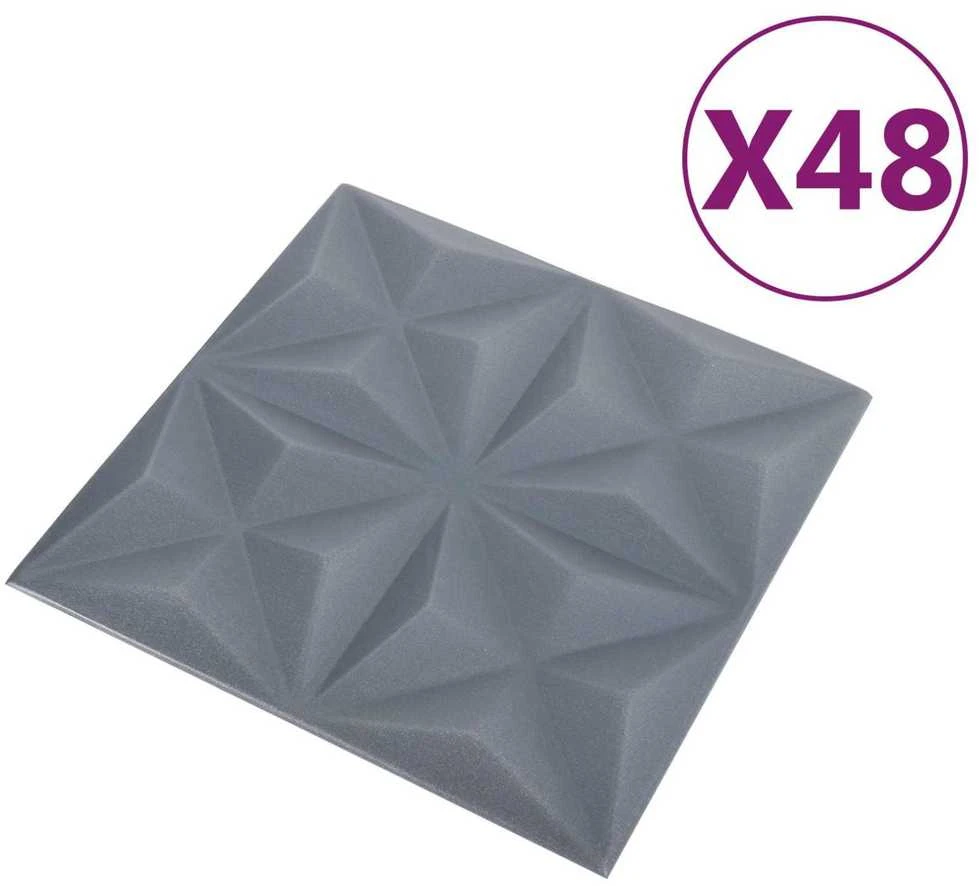 Sienų plokštės 48 vnt. 50 x 50 cm Origami Pilkas XPS Putplastis