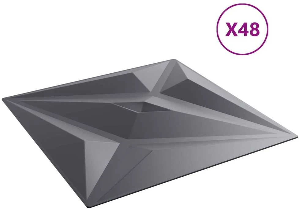Sienų plokštės 48 vnt. 50 x 50 cm Star Pilkas XPS Putplastis