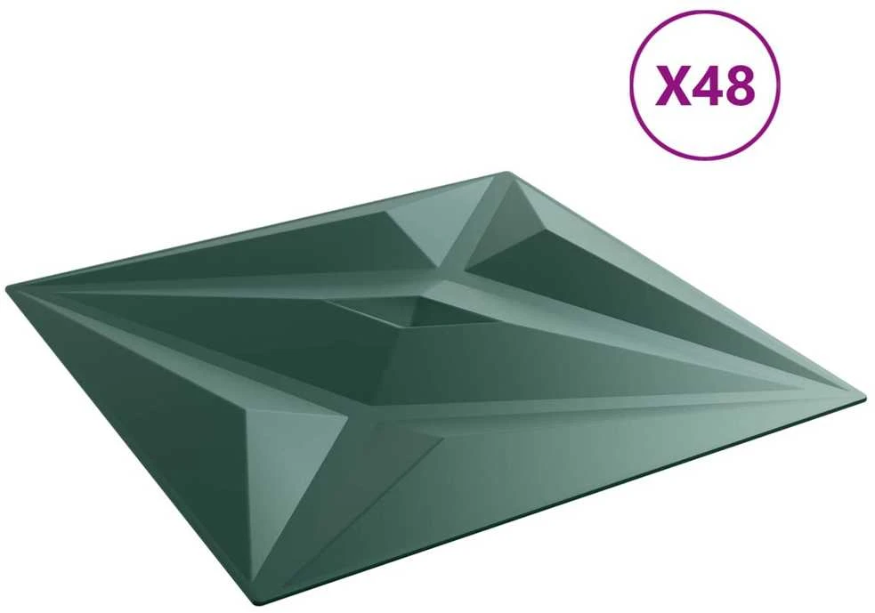 Sienų plokštės 48 vnt. 50 x 50 cm Star Žalias XPS Putplastis