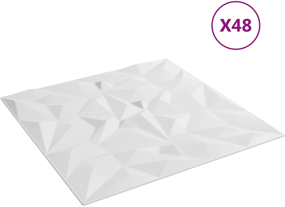 Sienų plokštės 48 vnt. 50 x 50 cm Balta XPS Putplastis