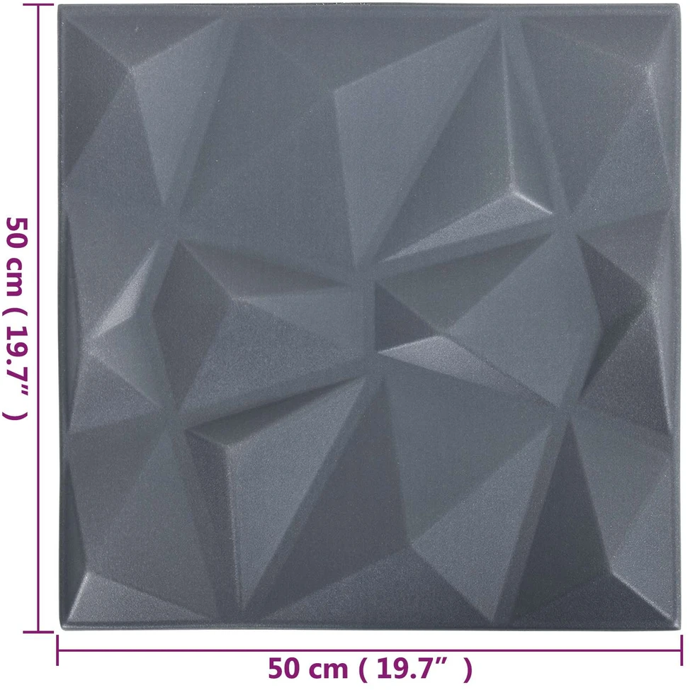 Sienų plokštės 48 vnt. 50 x 50 cm Diamond Pilkas XPS Putplastis