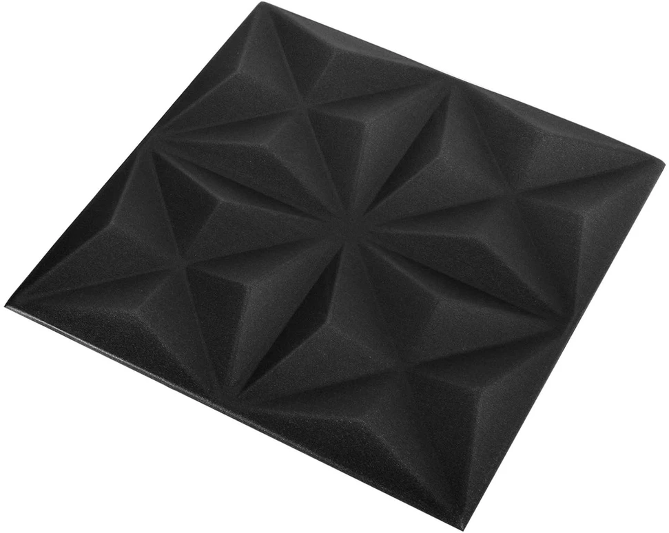 Sienų plokštės 48 vnt. 50 x 50 cm Origami Juodas XPS Putplastis