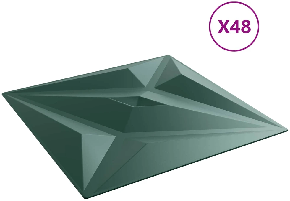 Sienų plokštės 48 vnt. 50 x 50 cm Star Žalias XPS Putplastis