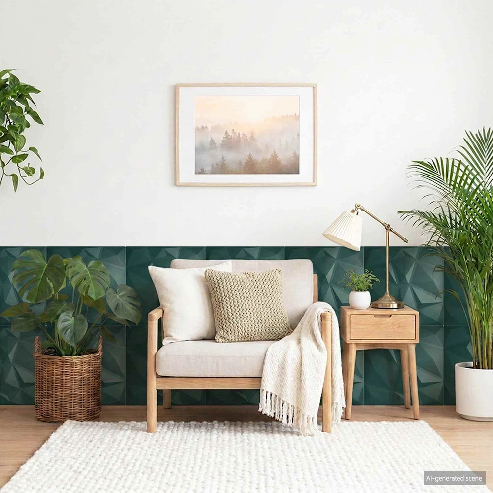 Sienų plokštės 48 vnt. 50 x 50 cm Žalia XPS Putplastis