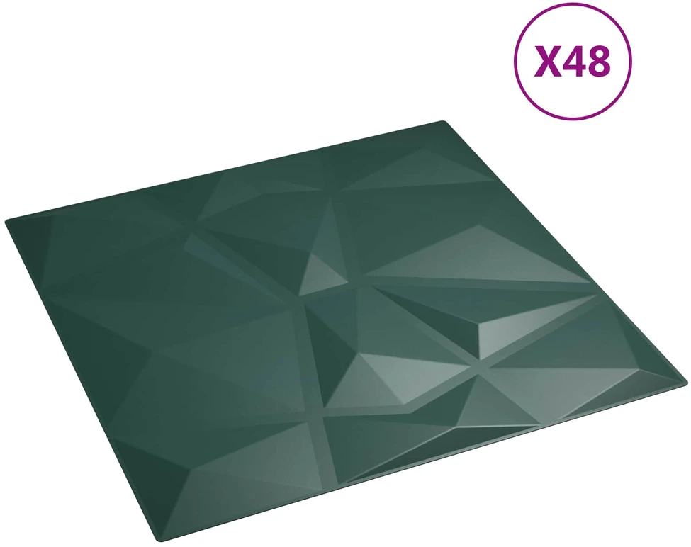 Sienų plokštės 48 vnt. 50 x 50 cm Žalia XPS Putplastis