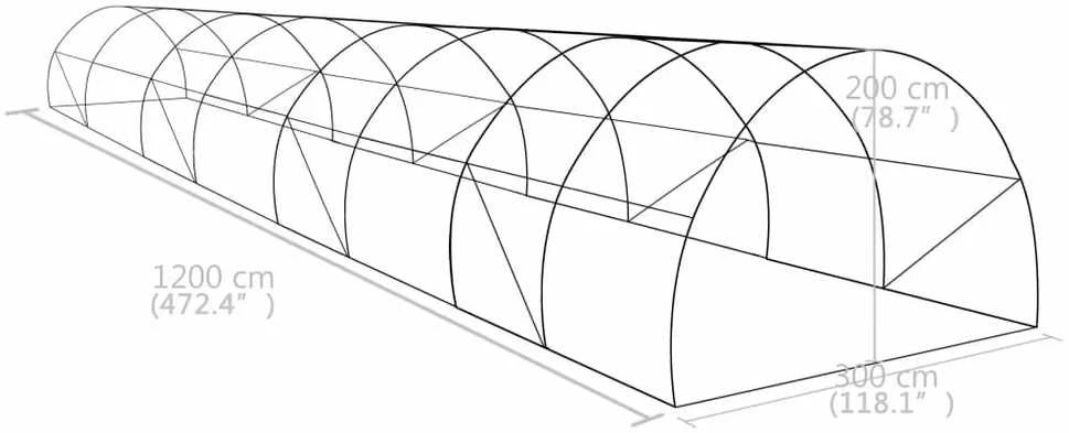 Šiltnamis, 1200x300x200 cm, 36 m²