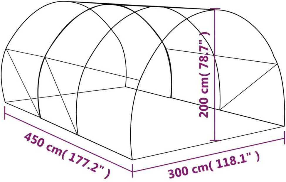 Šiltnamis, 450x300x200cm, 13,5m²