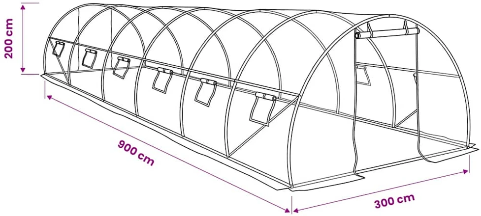 Šiltnamis, 900x300x200cm, 27m²
