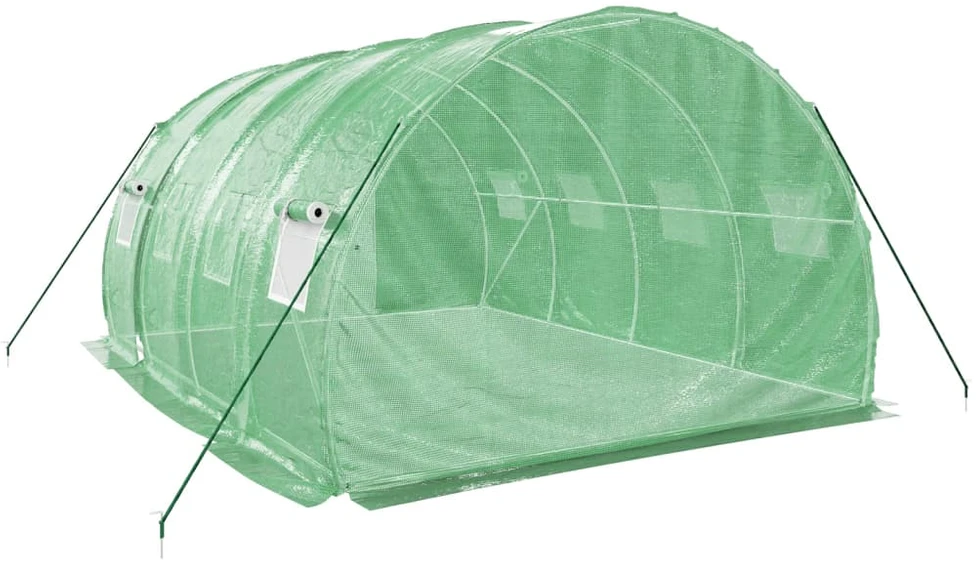 Šiltnamis su plieno rėmu, žalios spalvos, 4x3x2m, 12m²