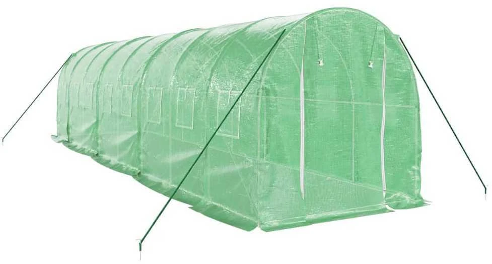 Šiltnamis su plieno rėmu, žalios spalvos, 8x2x2m, 16m²