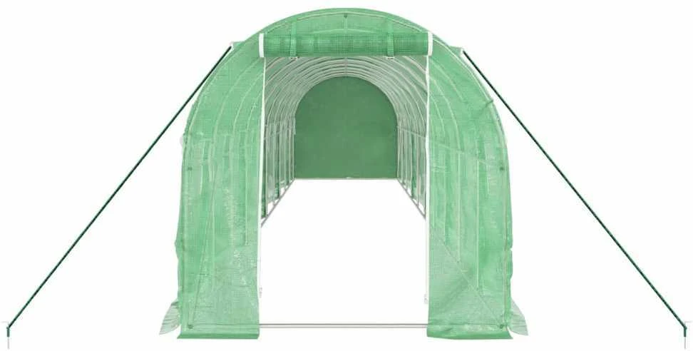 Šiltnamis su plieno rėmu, žalios spalvos, 10x2x2m, 20m²
