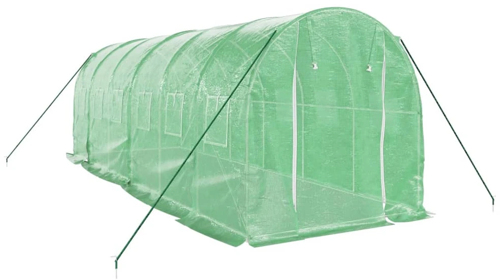 Šiltnamis su plieno rėmu, žalios spalvos, 6x2x2m, 12m²