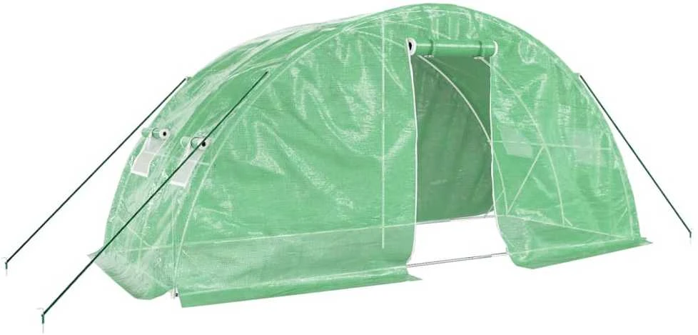 Šiltnamis su plieno rėmu, žalios spalvos, 5x2x2,3m, 10m²
