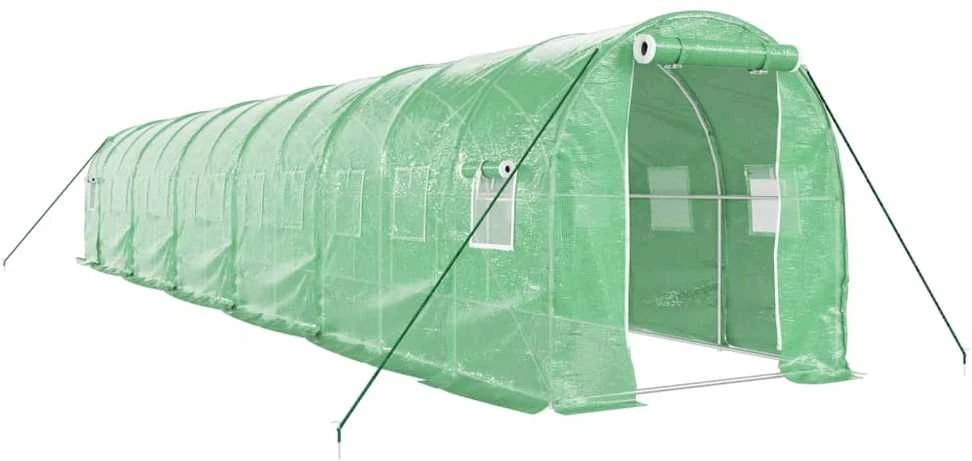 Šiltnamis su plieno rėmu, žalios spalvos, 12x2x2m, 24m²