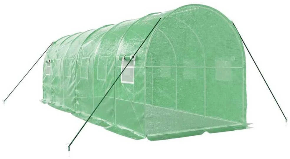 Šiltnamis su plieno rėmu, žalios spalvos, 6x2x2m, 12m²