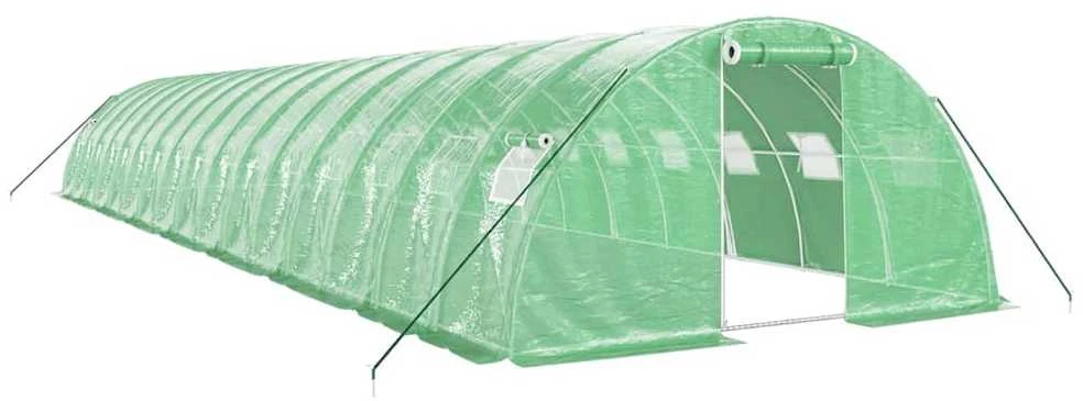Šiltnamis su plieno rėmu, žalios spalvos, 16x4x2m, 64m²