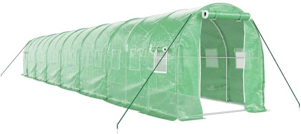 Šiltnamis su plieno rėmu, žalios spalvos, 14x2x2m, 28m²