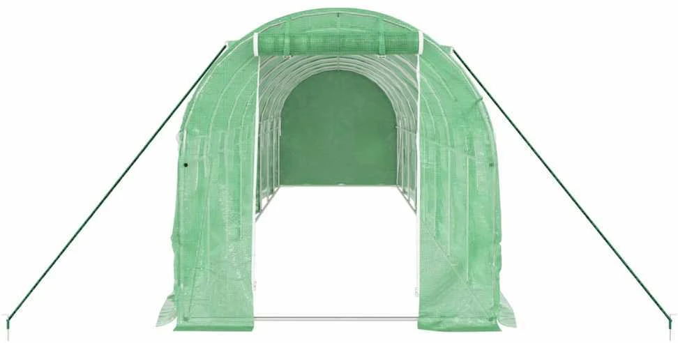 Šiltnamis su plieno rėmu, žalios spalvos, 8x2x2m, 16m²