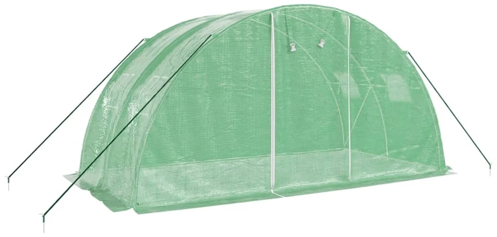 Šiltnamis su plieno rėmu, žalios spalvos, 4x2x2m, 8m²