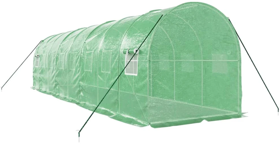Šiltnamis su plieno rėmu, žalios spalvos, 8x2x2m, 16m²