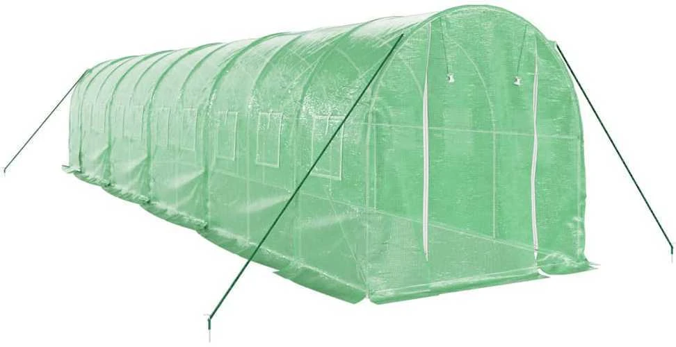 Šiltnamis su plieno rėmu, žalios spalvos, 10x2x2m, 20m²