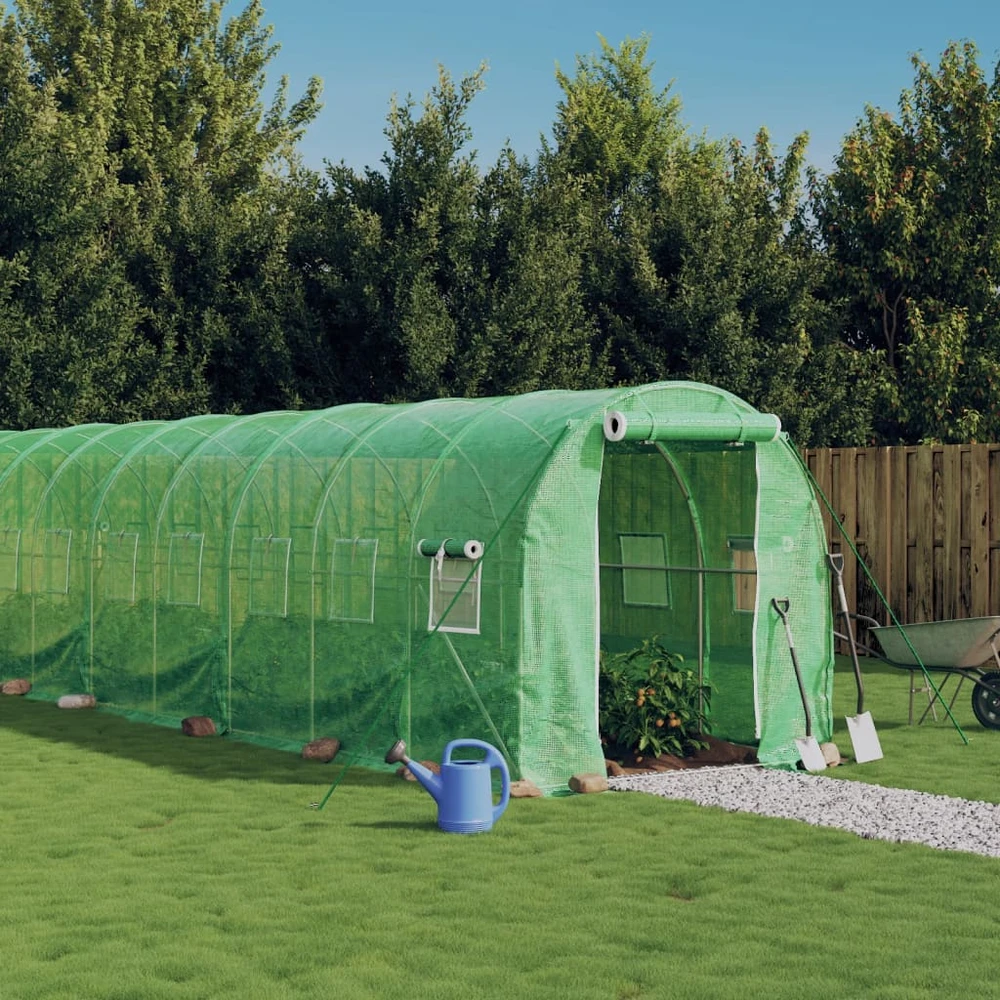 Šiltnamis su plieno rėmu, žalios spalvos, 20x2x2m, 40m²