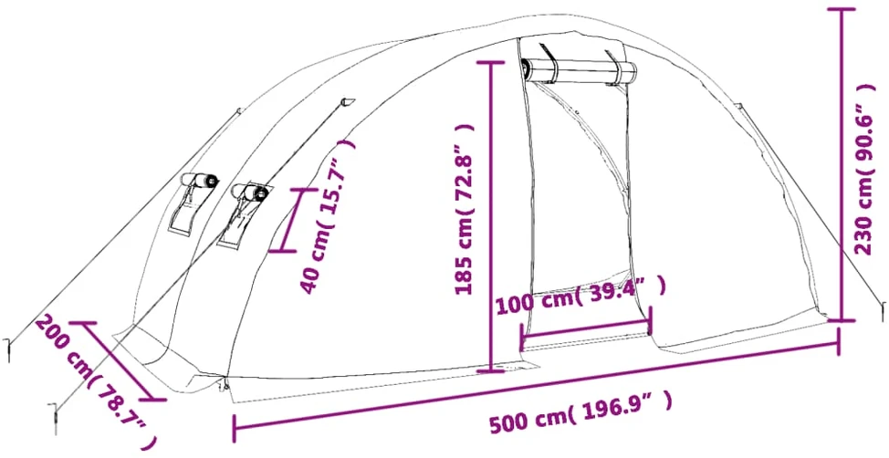 Šiltnamis su plieno rėmu, žalios spalvos, 5x2x2,3m, 10m²