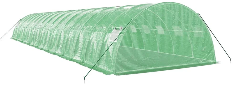 Šiltnamis su plieno rėmu, žalios spalvos, 16x4x2m, 64m²