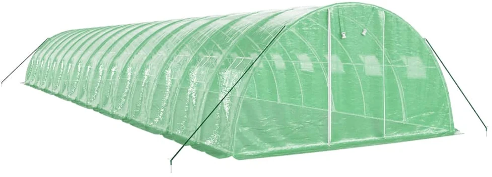 Šiltnamis su plieno rėmu, žalios spalvos, 16x4x2m, 64m²