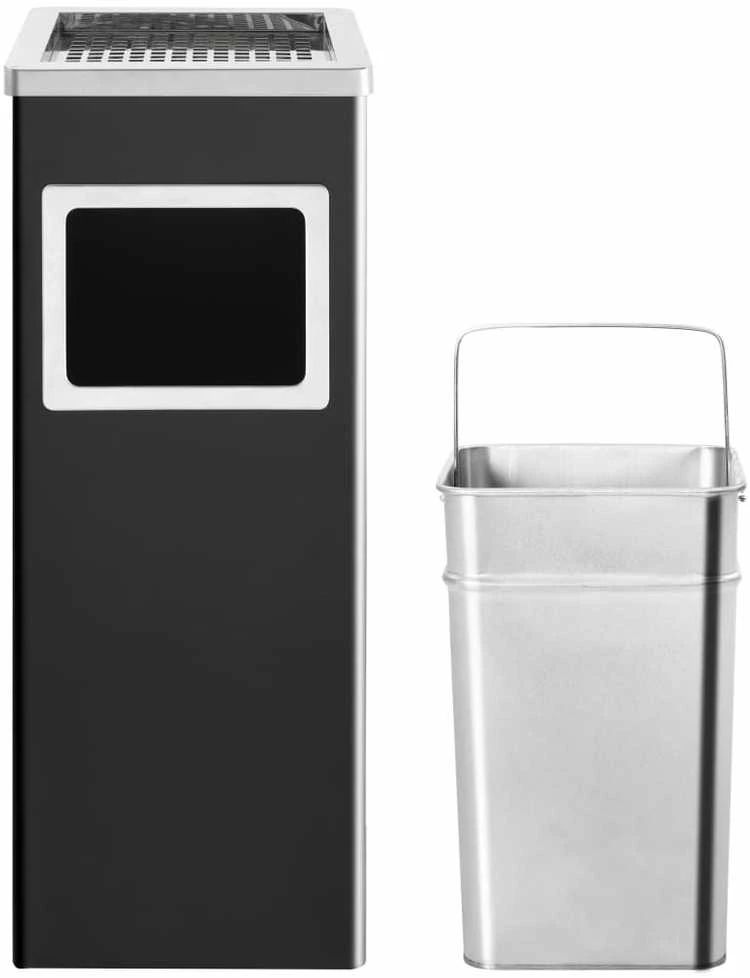 Šiukšliadėžė-peleninė, juodos spalvos, plienas, 36l
