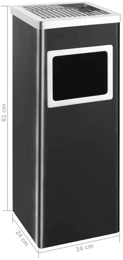 Šiukšliadėžė-peleninė, juodos spalvos, plienas, 36l
