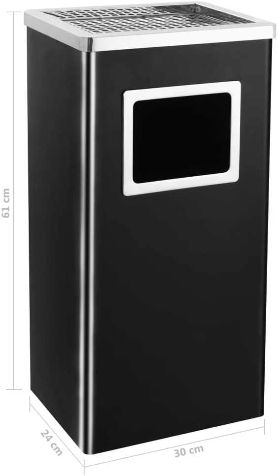 Šiukšliadėžė-peleninė, juodos spalvos, plienas, 45l