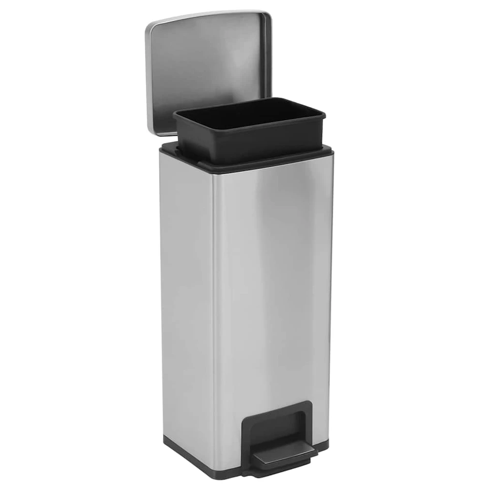 Šiukšliadėžė su pedalu, sidabrinė, nerūdijantis plienas, 30l