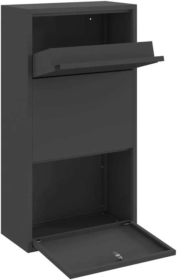 Siuntų dėžutė su saugykla Juoda 44 x 22 x 82 cm Plienas