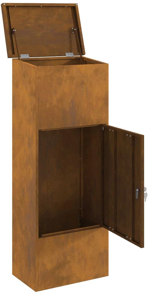 Siuntų dėžutė su saugykla Rūdijanti 44,5 x 29 x 110,5 cm