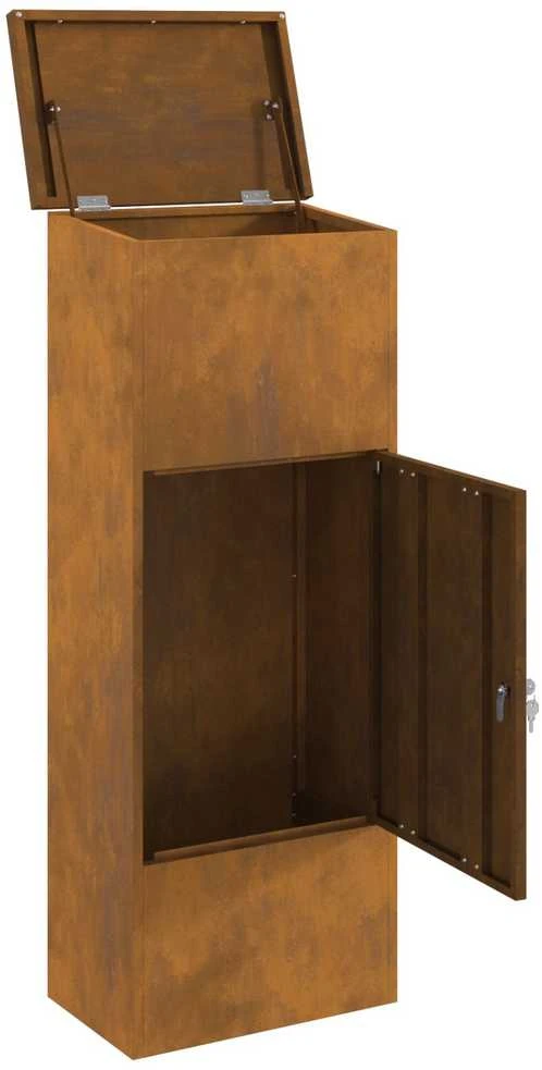 Siuntų dėžutė su saugykla Rūdijanti 44,5 x 29 x 110,5 cm