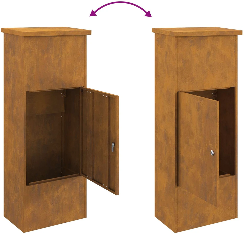 Siuntų dėžutė su saugykla Rūdijanti 44,5 x 29 x 110,5 cm