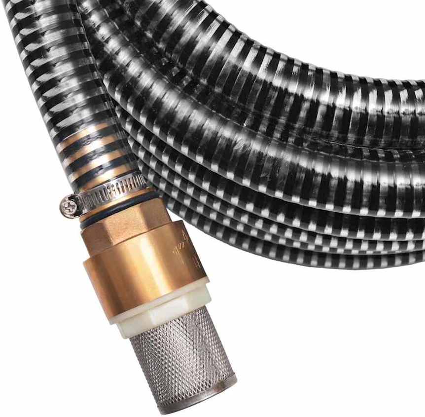 Siurbimo žarna su žalvarinėmis jungtimis, 3 m 25 mm, juoda
