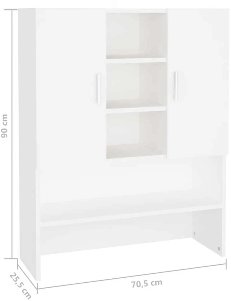 Skalbimo mašinos spintelė, baltos spalvos, 70,5x25,5x90cm