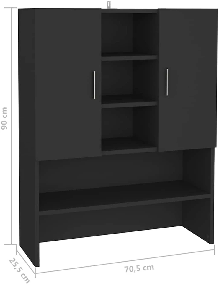 Skalbimo mašinos spintelė, juodos spalvos, 70,5x25,5x90cm